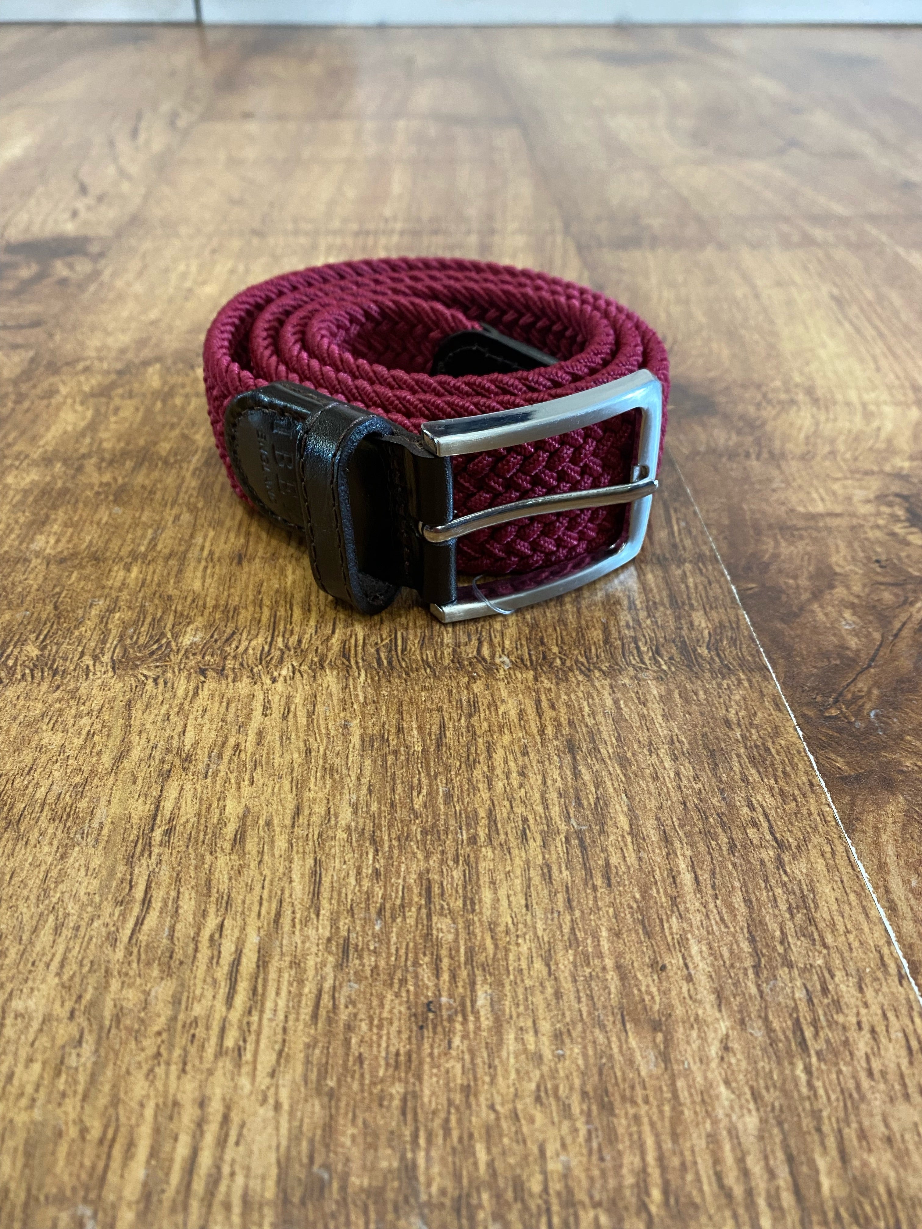 BURGUNDY WOVEN BELT FROM OXFORD LEATHER CRAFT