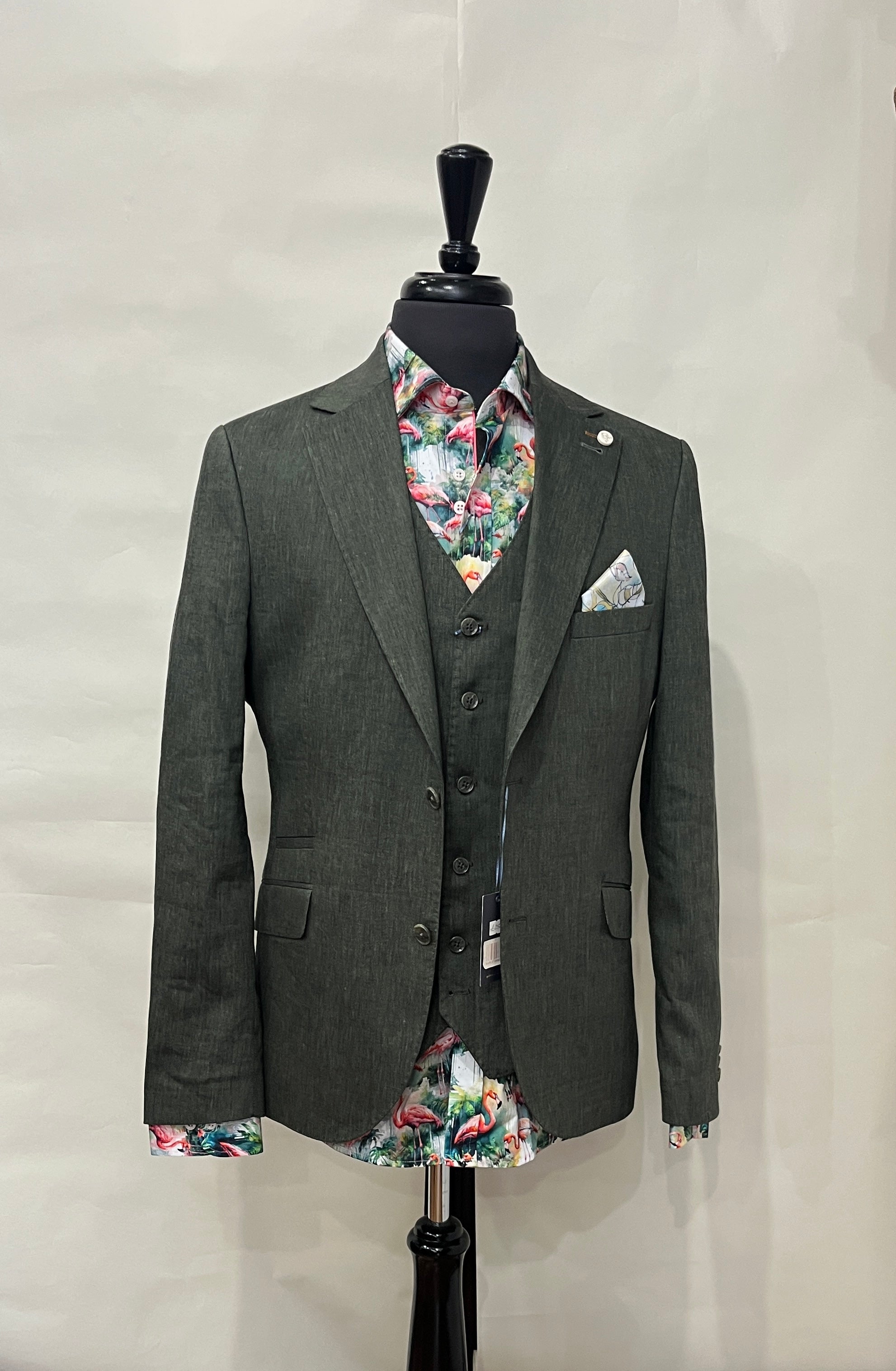 OLIVE GUIDE LONDON LINEN BLEND WAISTCOAT