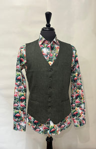 OLIVE GUIDE LONDON LINEN BLEND WAISTCOAT