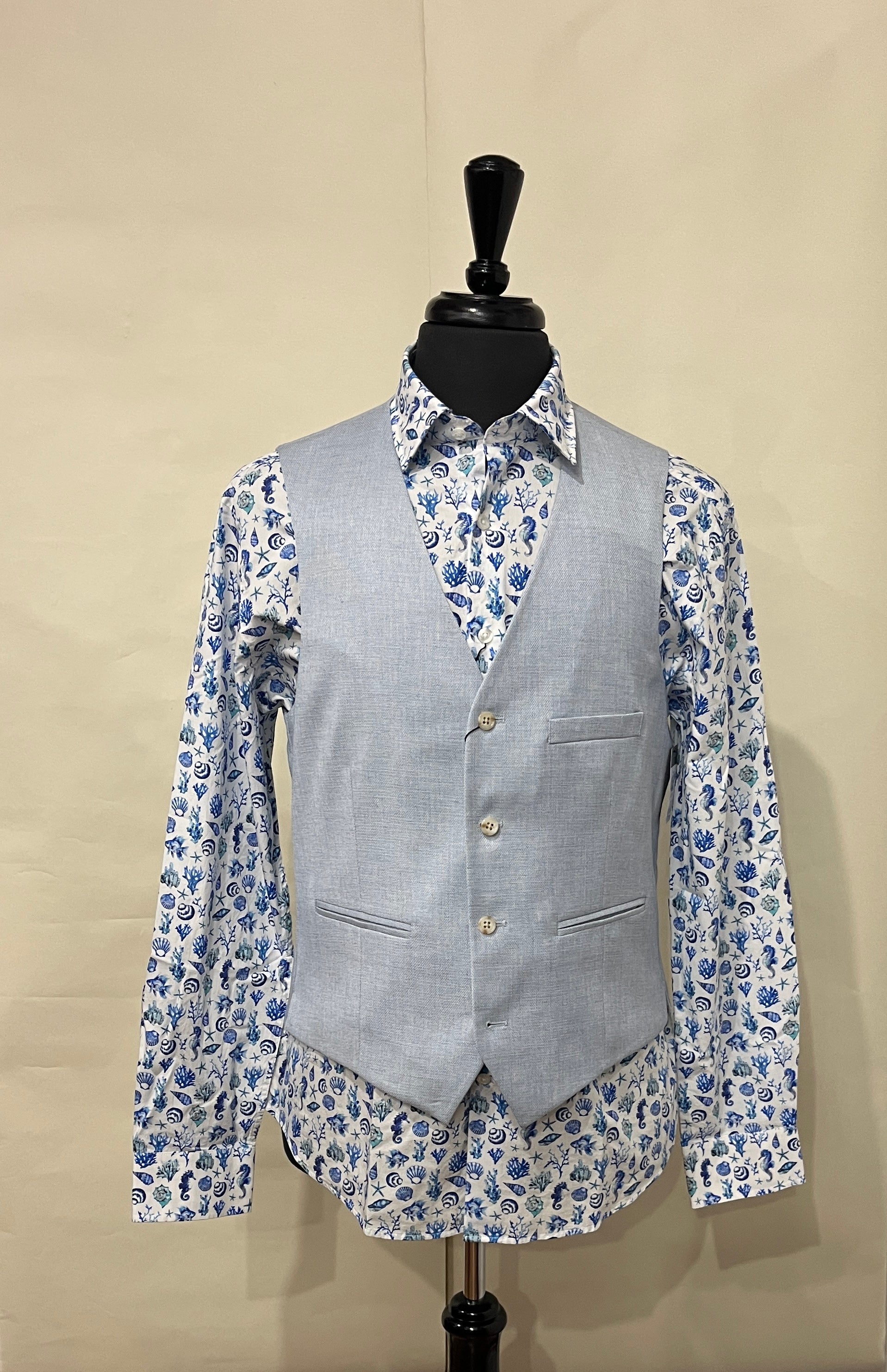 LIGHT BLUE HARDY BROOK TAVERNER WAISTCOAT