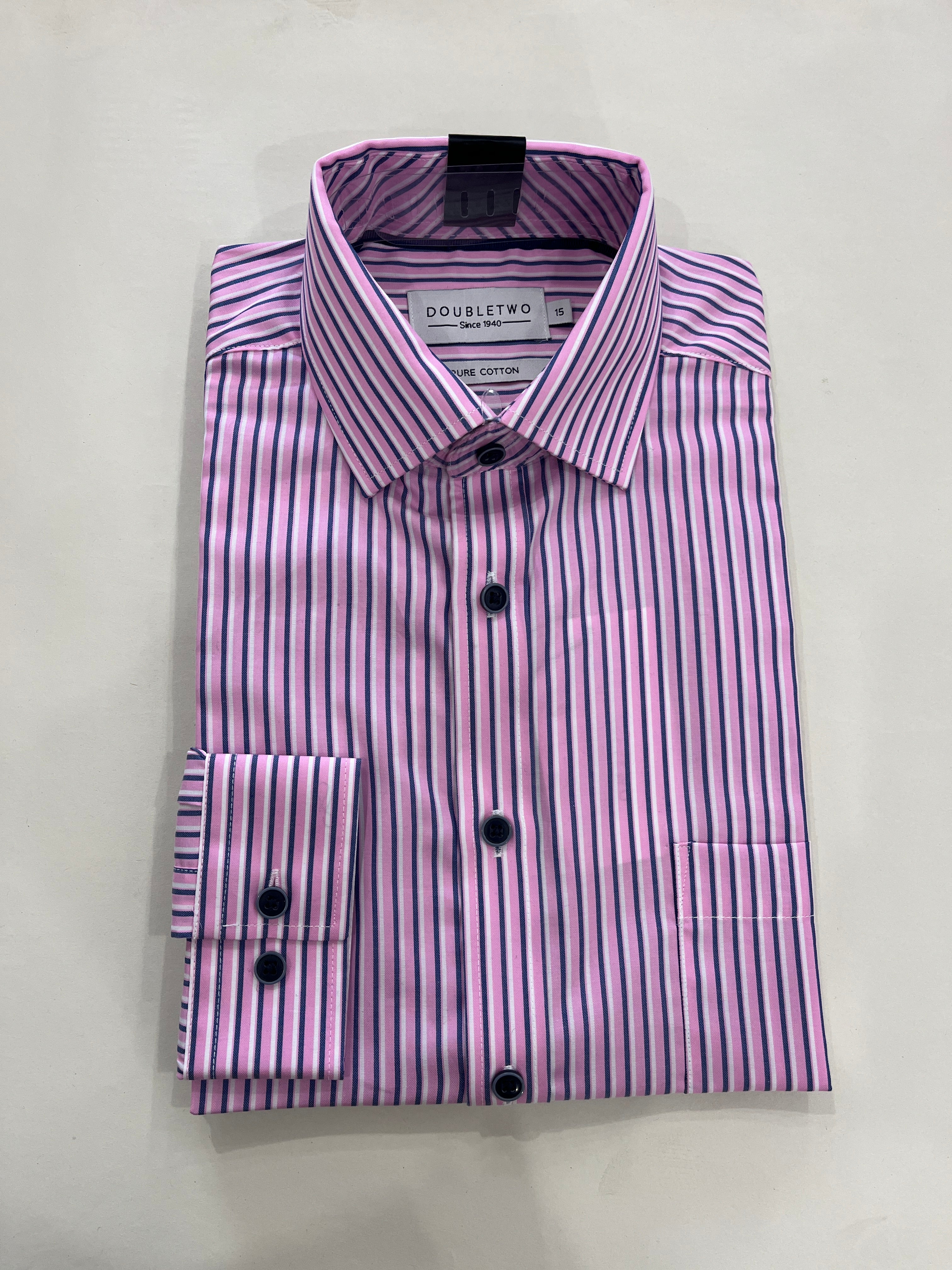 DOUBLE TWO PINK, BLUE AND WHITE STRIPED SHIRT
