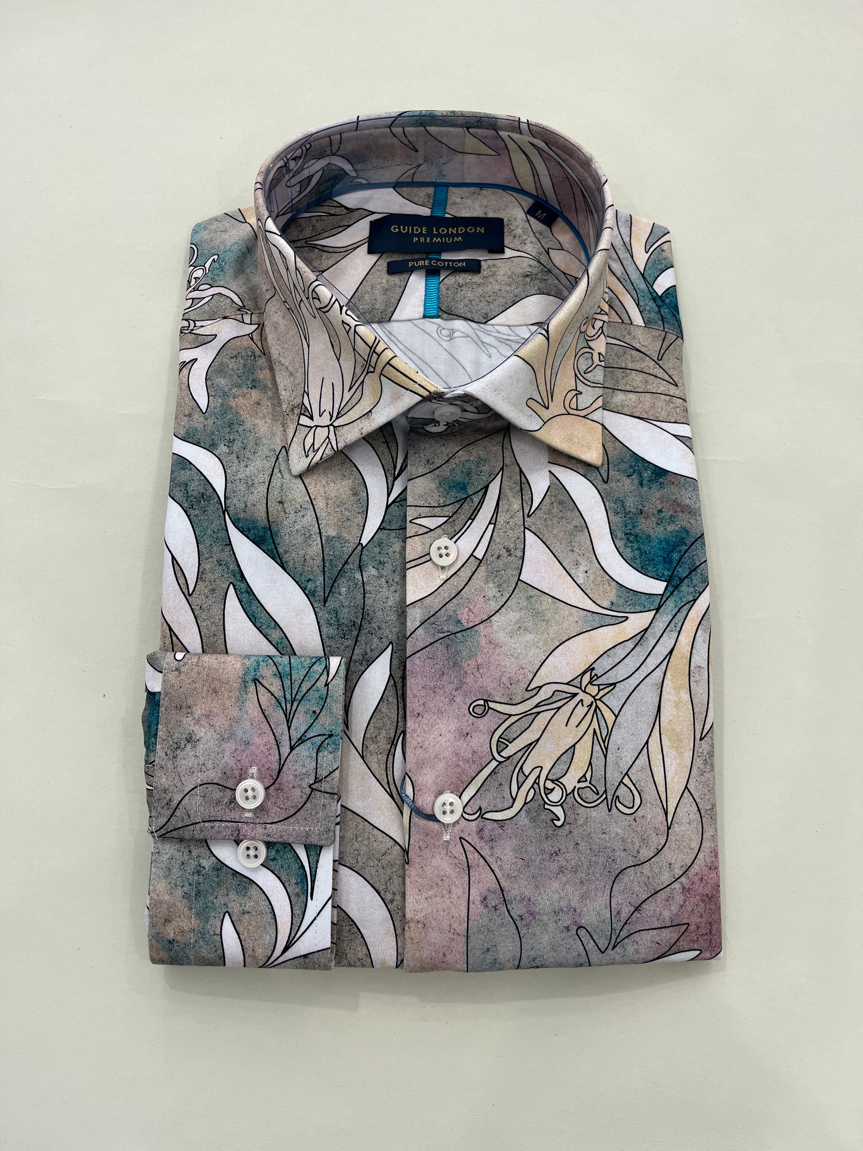 GUIDE LONDON BLACK LINED FLOWER PRINT MUTED MULTICOLOUR SHIRT