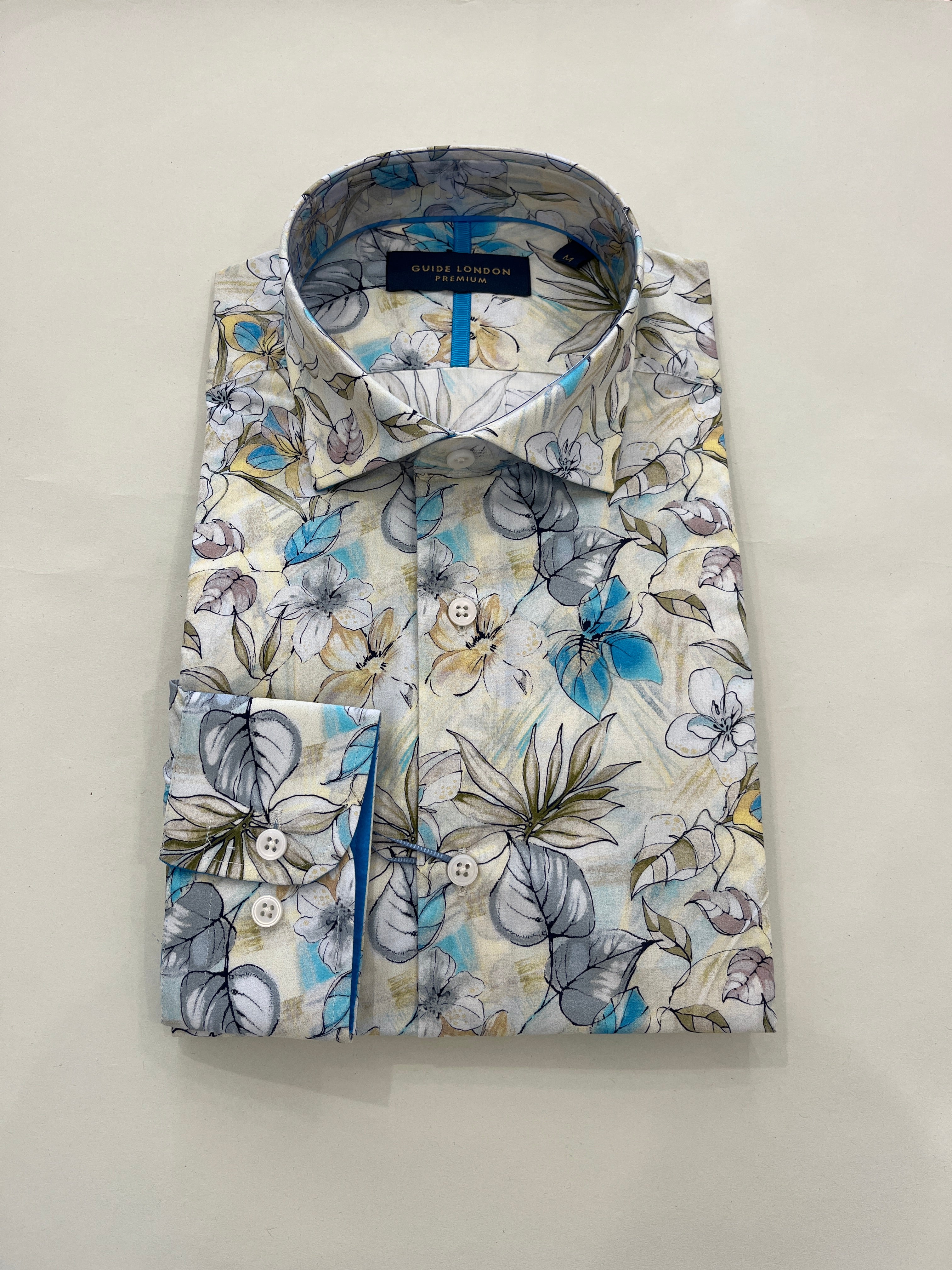 GUIDE LONDON HAND DRAWN FLOWER PRINT YELLOW SHIRT