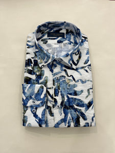 GUIDE LONDON BLUE BOLD STROKES PRINT WHITE SHIRT