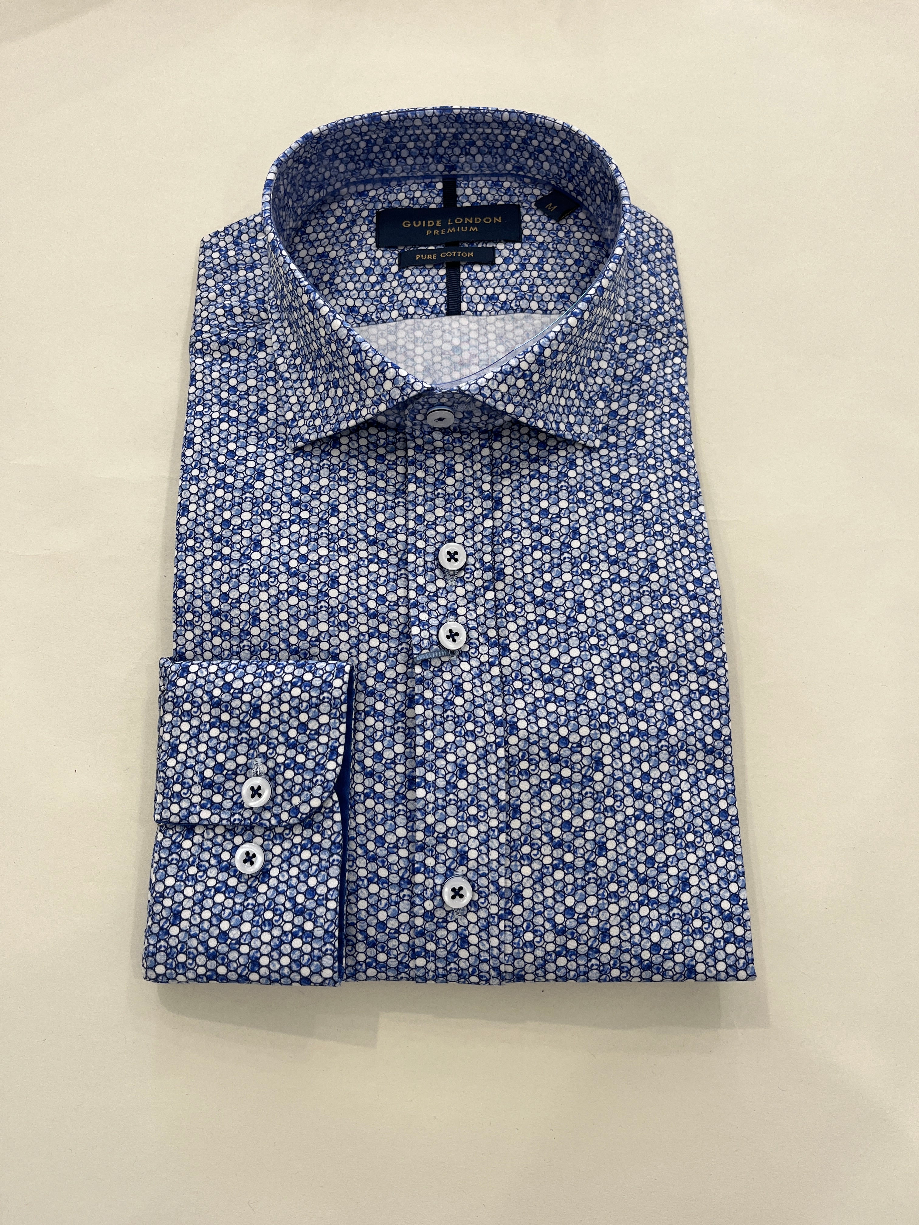 GUIDE LONDON SHADES OF BLUE CIRCLE PRINT BLUE SHIRT