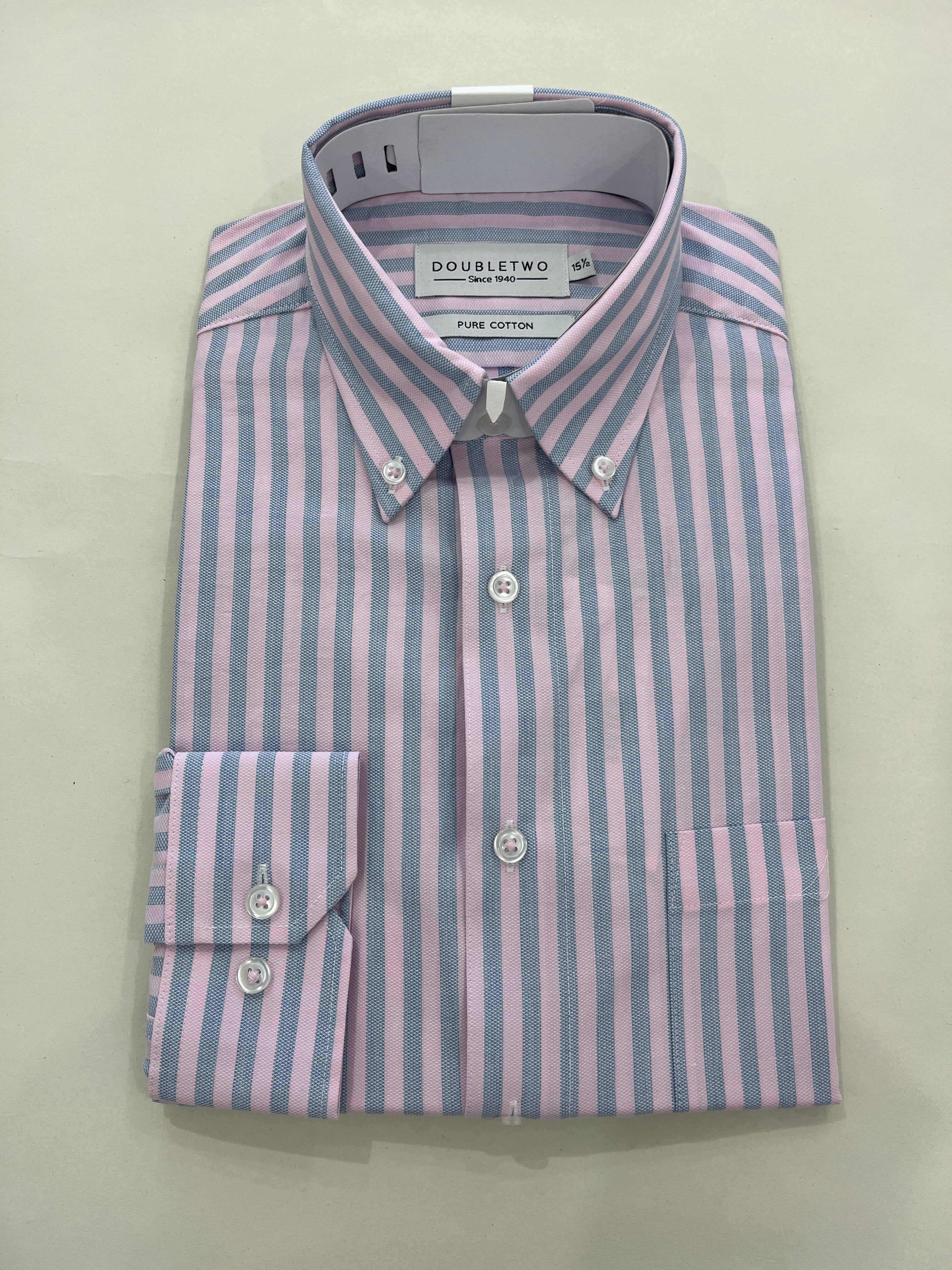 DOUBLE TWO PINK AND BLUE STRIPED SHIRT