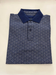BROOK TAVERNER NAVY GEOMETRIC PATTERN HIDDLESTON POLO SHIRT