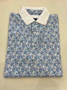 BROOK TAVERNER WHITE SMALL FLOWER PRINT HIDDLESTON POLO SHIRT