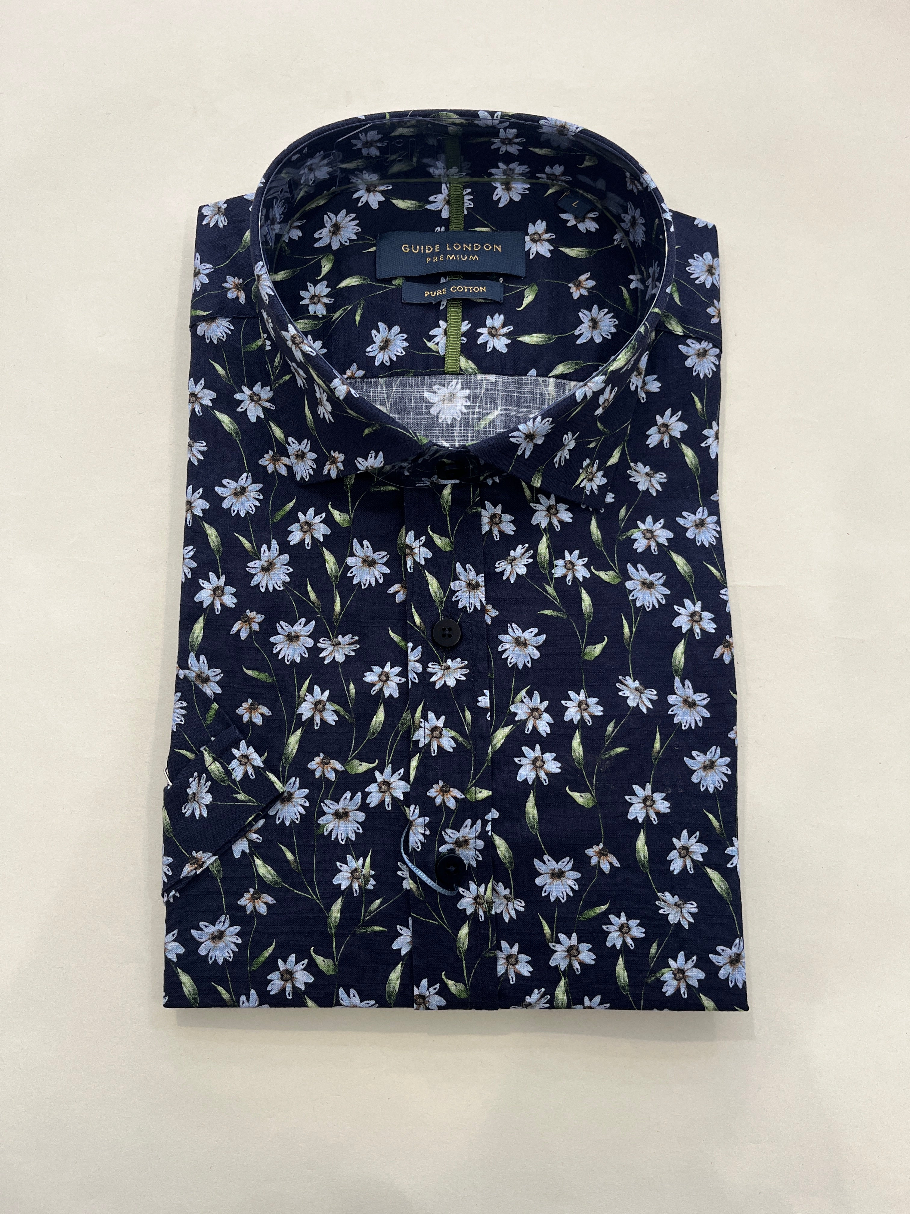 GUIDE LONDON DAISY SHORT SLEEVE NAVY SHIRT
