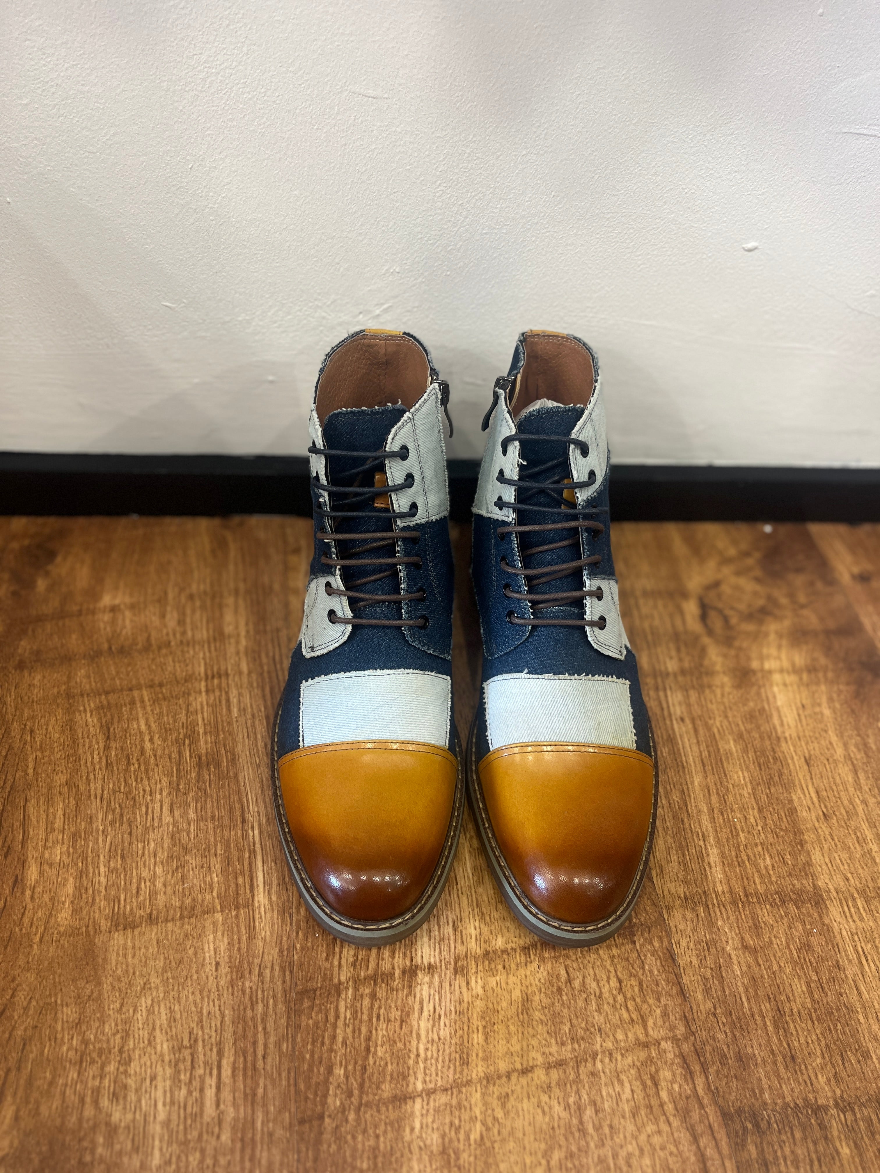 DENIM PATCHWORK COLIN JUSTIN REESS BOOTS