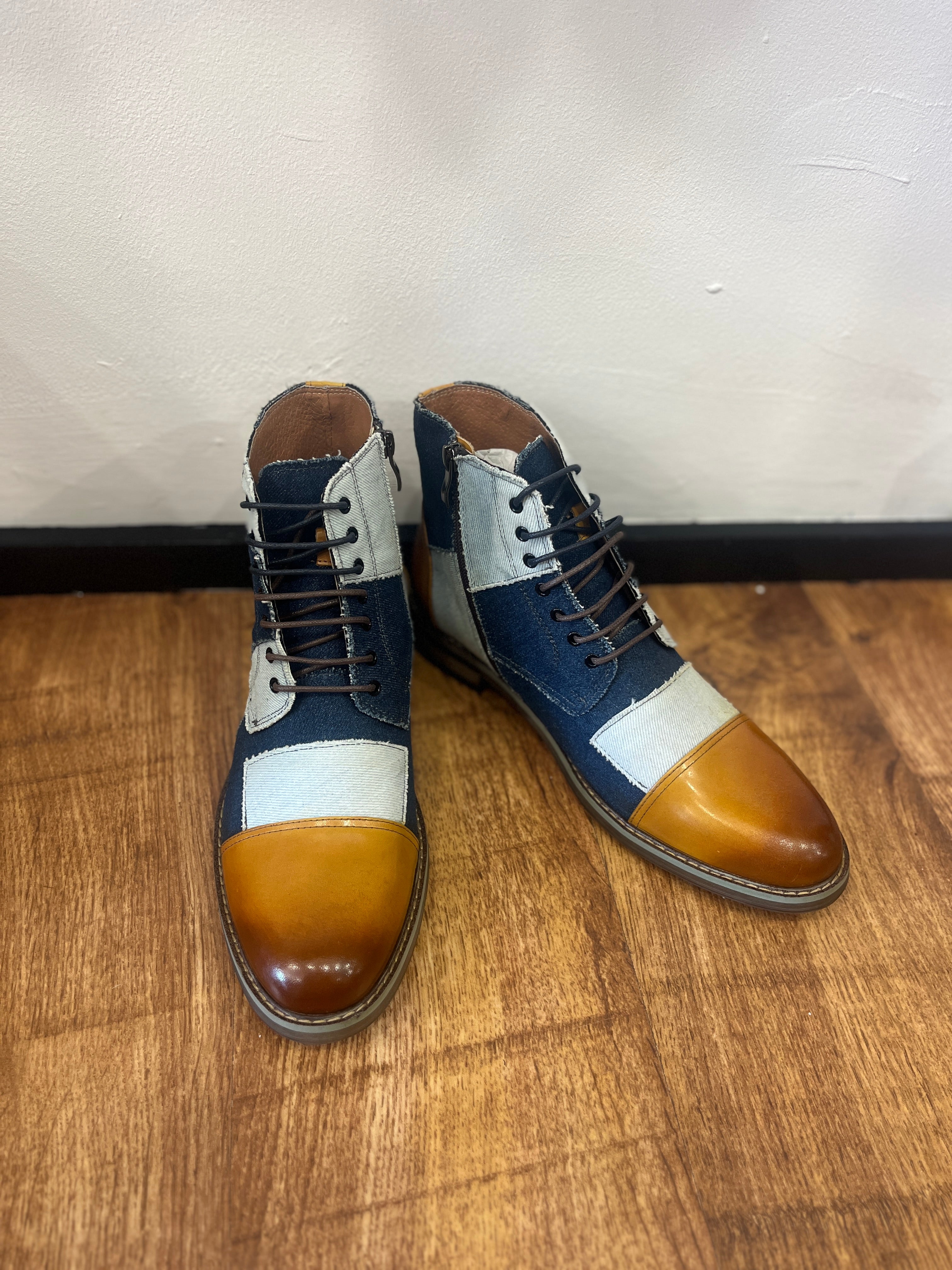 DENIM PATCHWORK COLIN JUSTIN REESS BOOTS