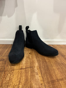 NAVY SUEDE DOUGLAS FRONT BOOTS