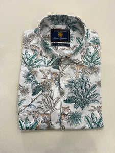 BROOK TAVERNER WHITE SHORT SLEEVE WITH A SAFARI PRINT SHIRT