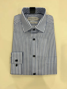DOUBLE TWO DARK BLUE, LIGHT BLUE AND WHITE STRIPED SHIRT