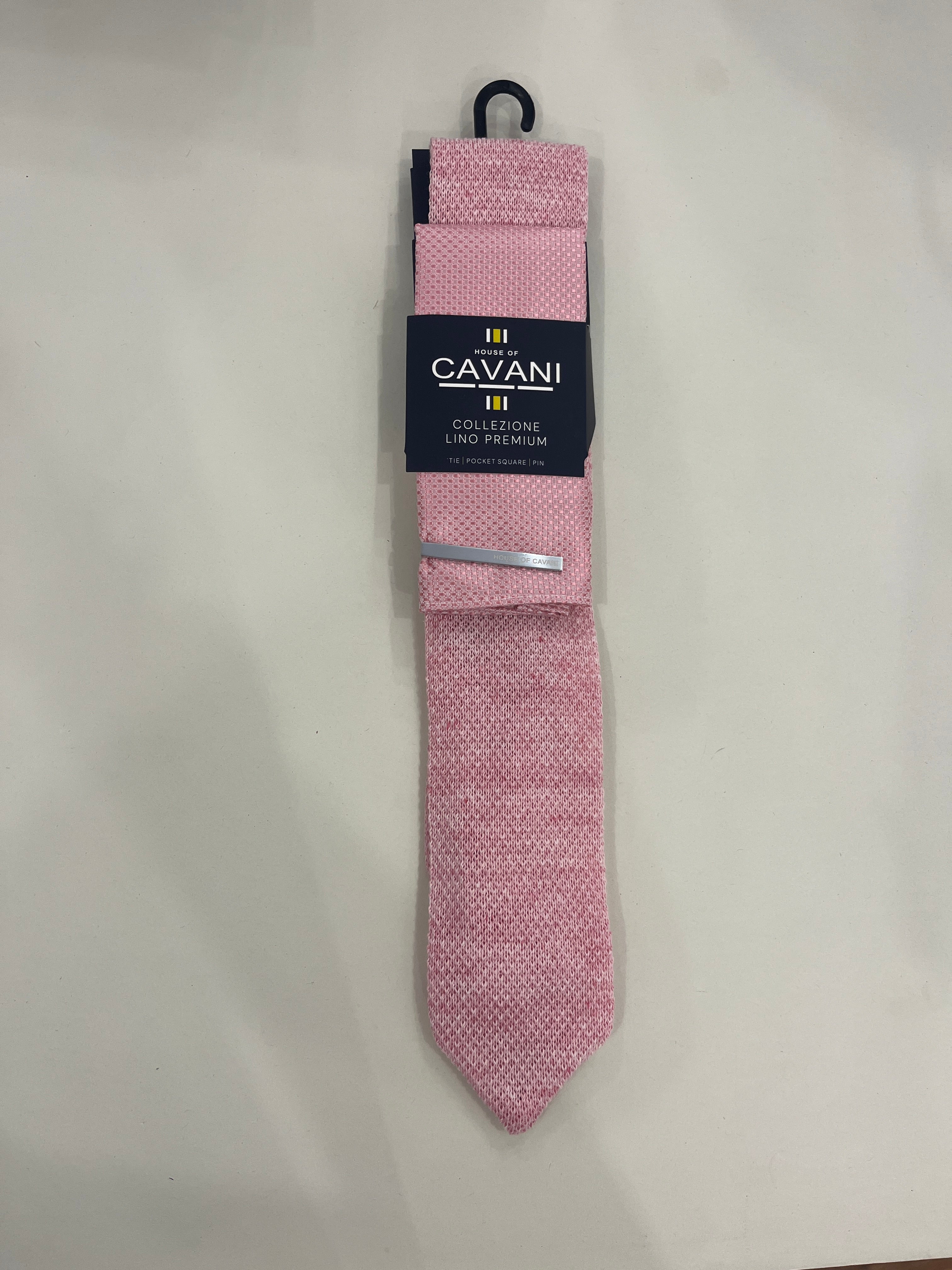CAVANI WOVEN LINEN PINK TIE