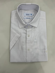 DOUBLE TWO WHITE LINEN BLEND SHORT SLEEVE SHIRT