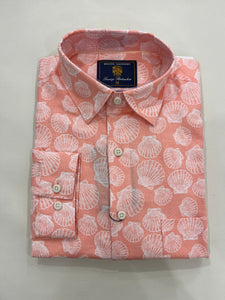 BROOK TAVERNER CORAL SHIRT WITH WHITE SHELL PRINT