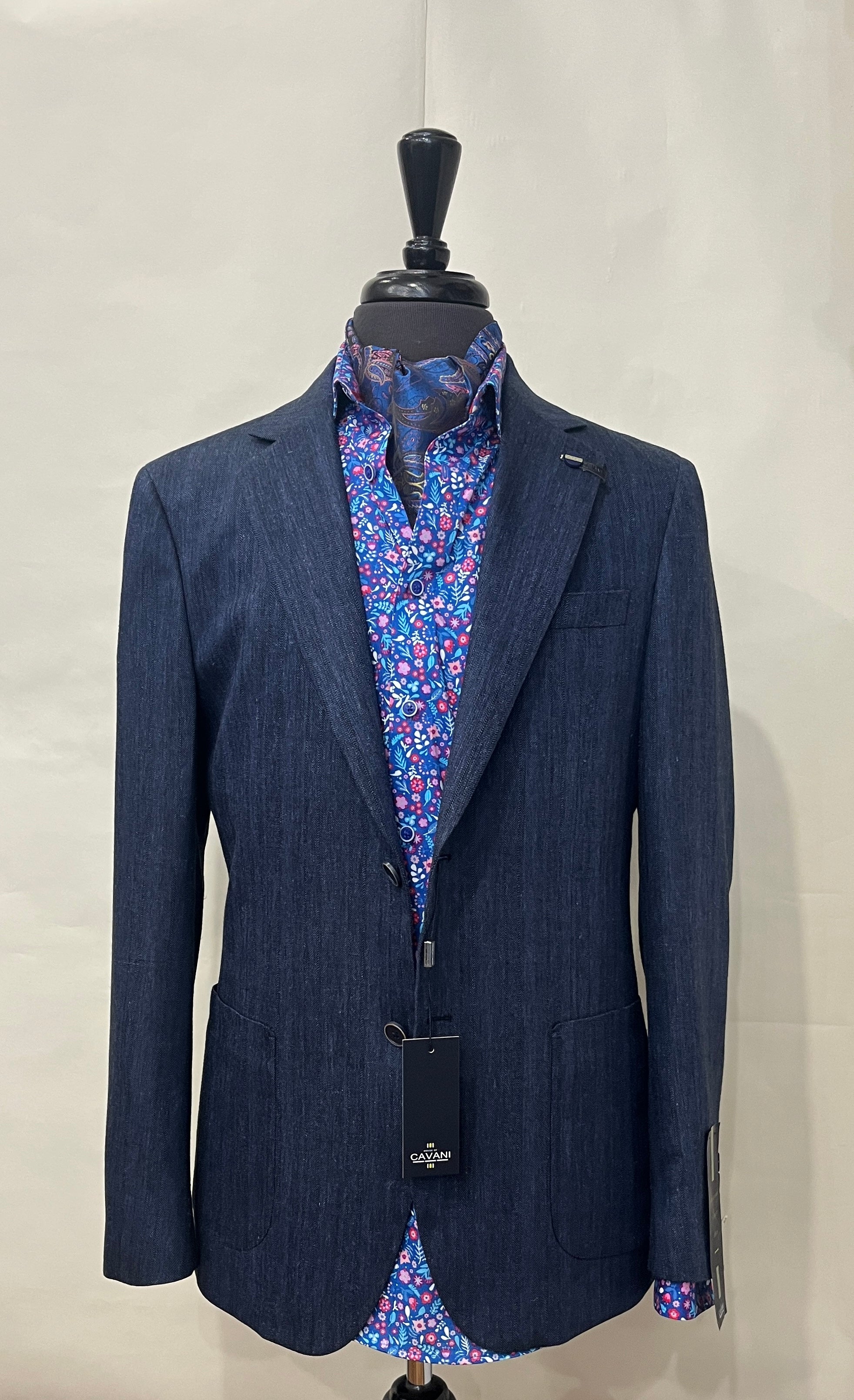 NAVY LUIGI LINEN BLEND CAVANI JACKET