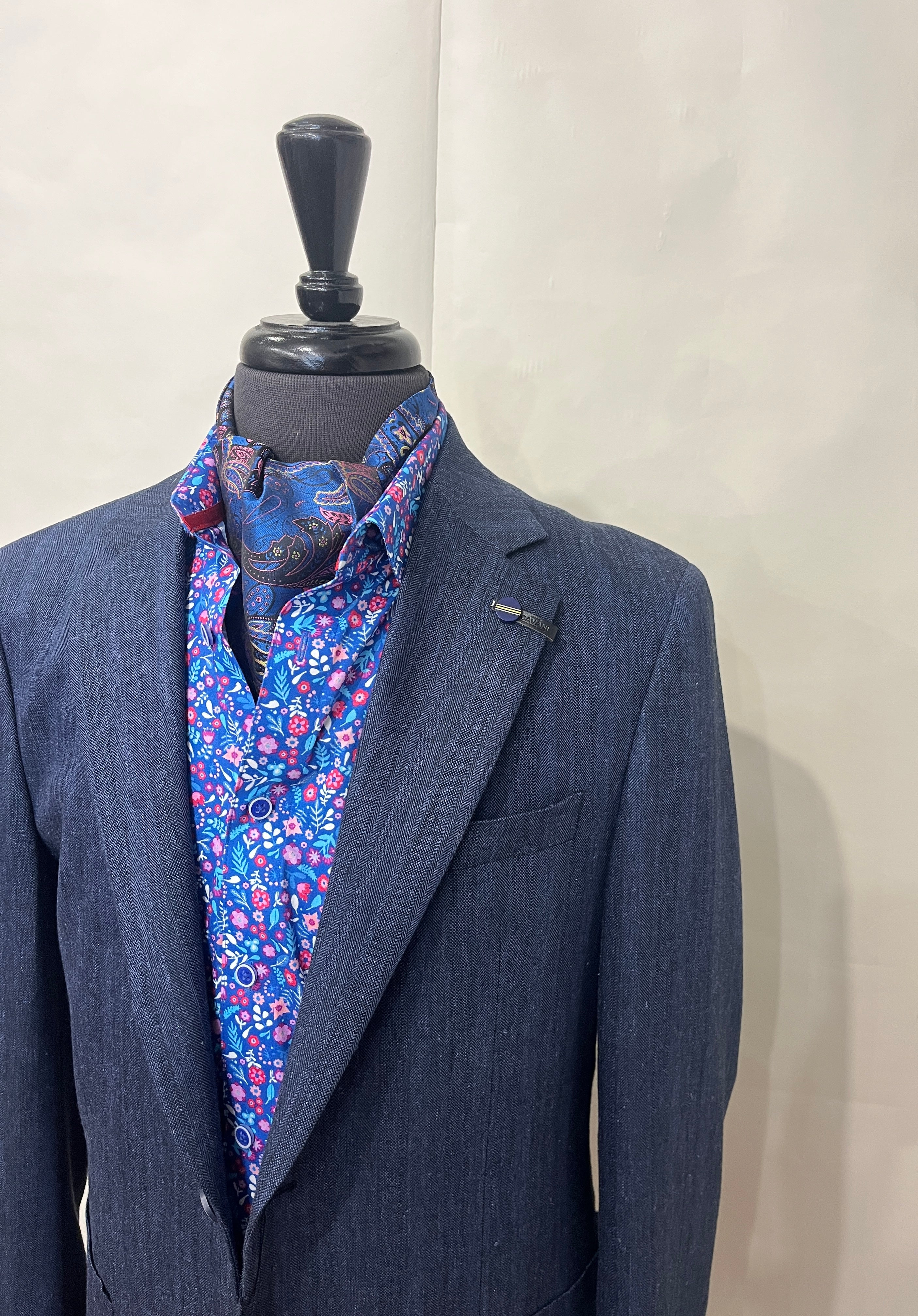 NAVY LUIGI LINEN BLEND CAVANI JACKET