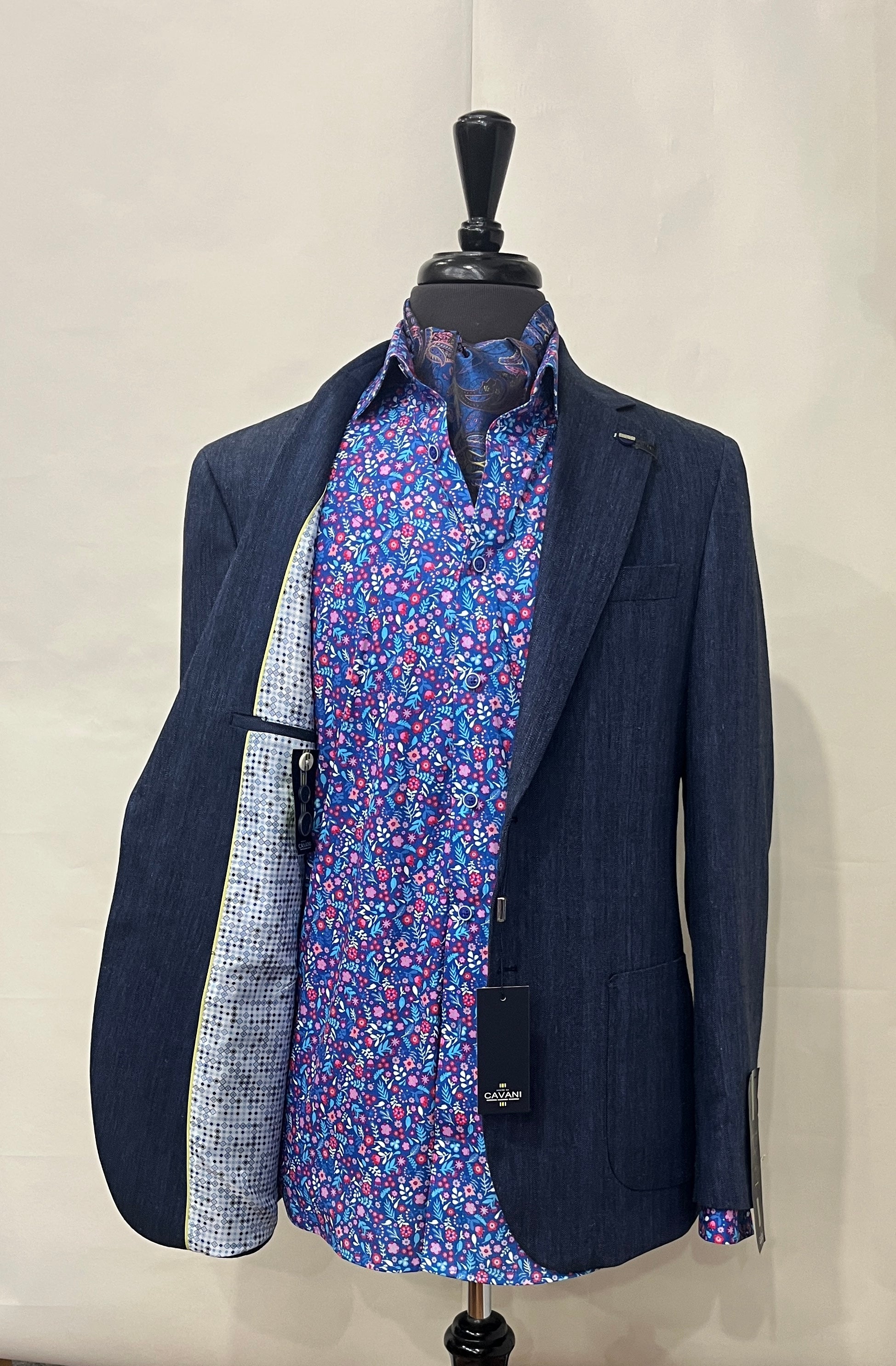 NAVY LUIGI LINEN BLEND CAVANI JACKET