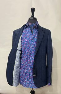 NAVY LUIGI LINEN BLEND CAVANI JACKET