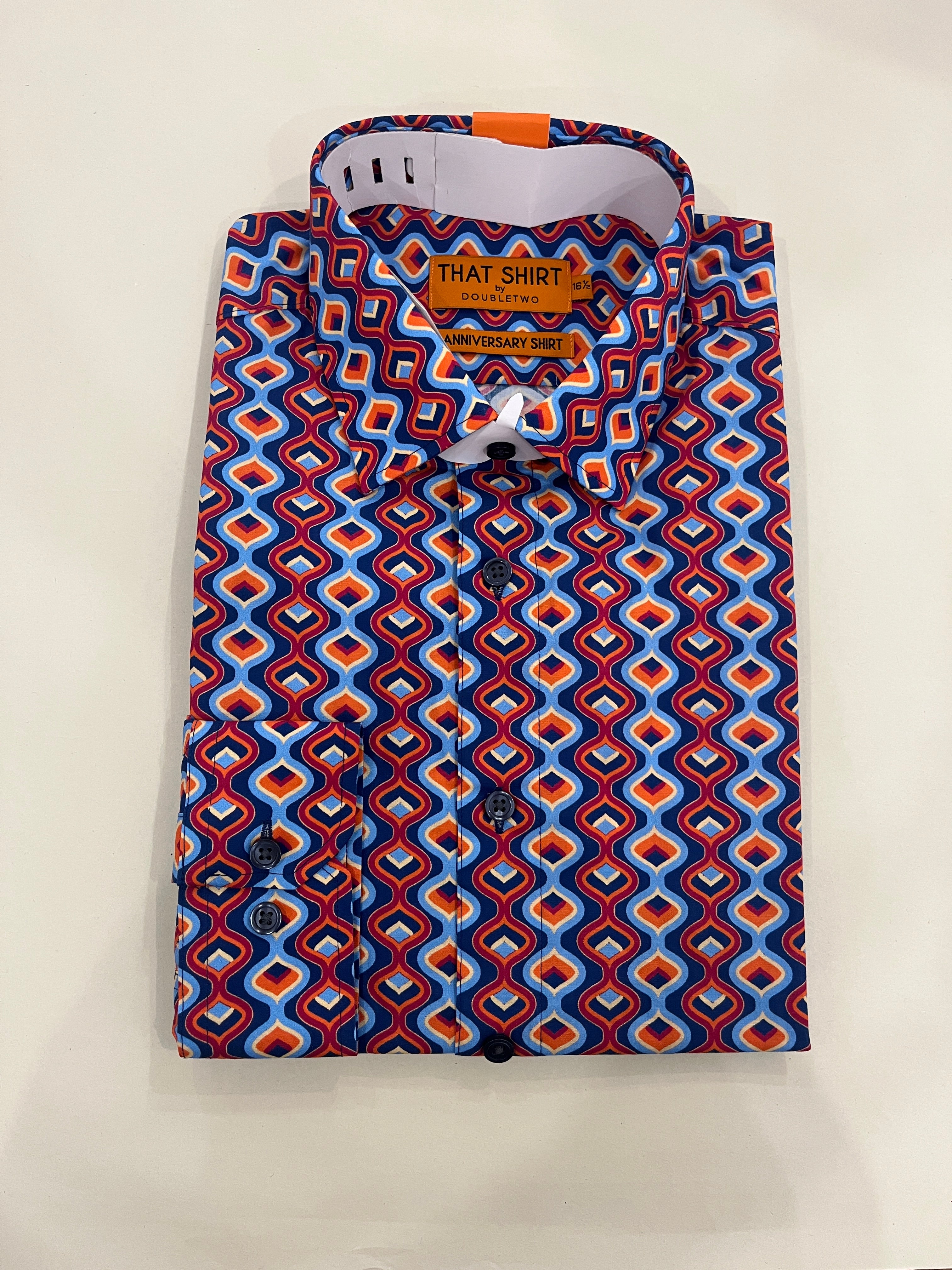 DOUBLE TWO 70S STYLE MULTICOLOURED WAVES SHIRT