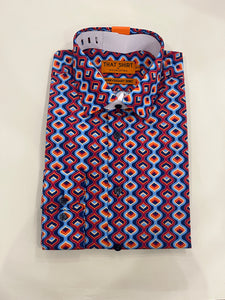 DOUBLE TWO 70S STYLE MULTICOLOURED WAVES SHIRT