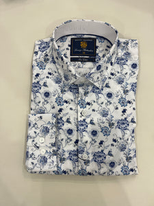 BROOK TAVERNER BLUE PEONY SHIRT