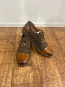 BROWN GREEN CHECKED THEON JUSTIN REESS SHOES