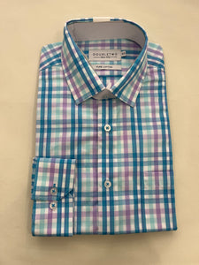 DOUBLE TWO BLUE, GREEN & PURPLE CHECK SHIRT