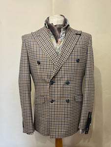 BEIGE CHECK SERGIO DOUBLE BREASTED CAVANI JACKET