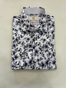 BROOK TAVERNER WHITE SHIRT WITH A LIGHT PURPLE FLOWER PRINT