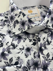 BROOK TAVERNER WHITE SHIRT WITH A LIGHT PURPLE FLOWER PRINT