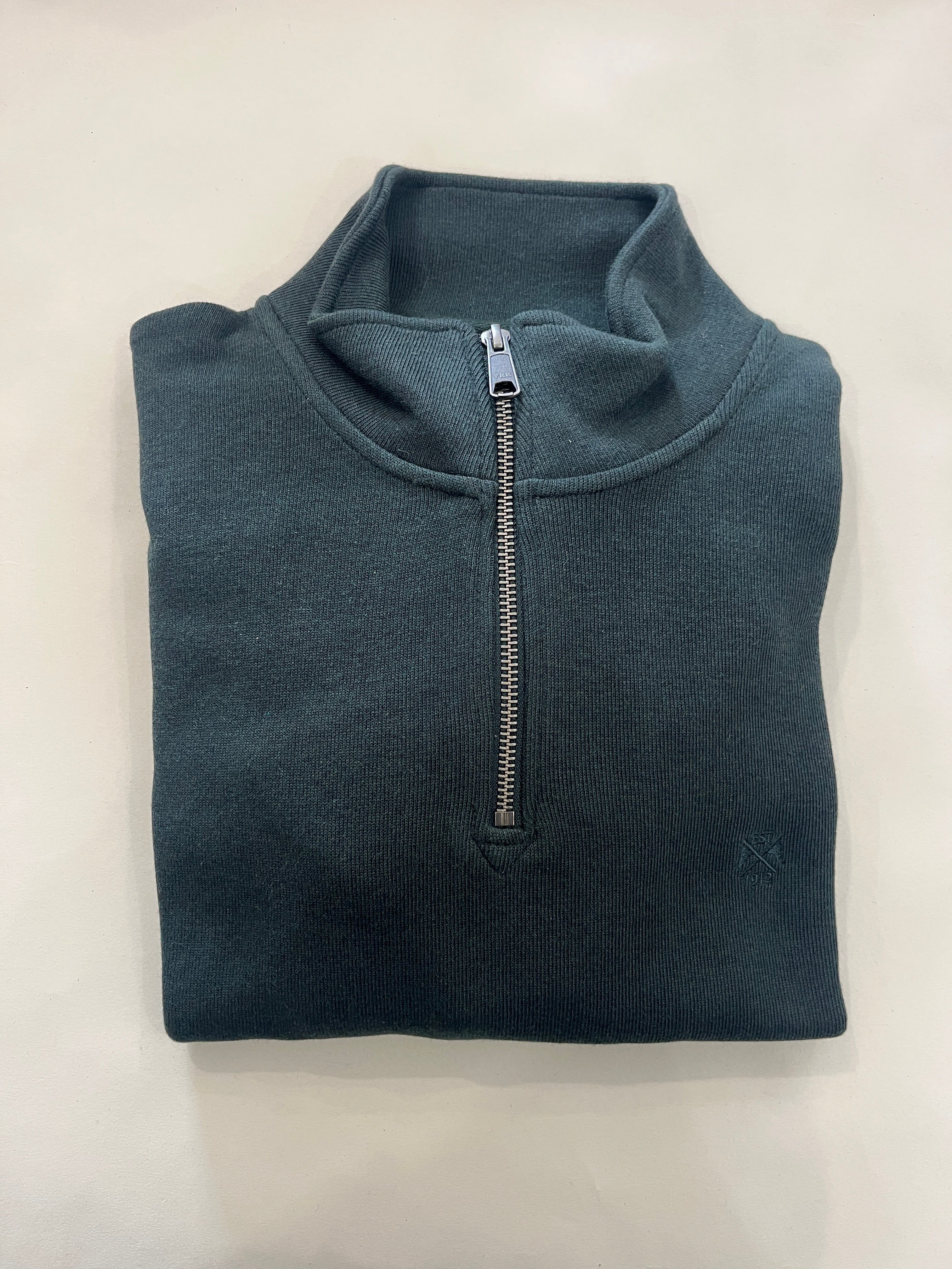 REDGRAVE DARK GREEN BROOK TAVERNER ZIP NECK SWEATSHIRT