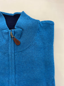 SUSSEX SEA BLUE BROOK TAVERNER ZIP NECK JUMPER