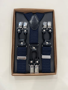 NAVY BLUE POLKA DOT BRACES FROM HERITAGE TRADITIONS