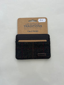 HERITAGE TRADITIONS RED AND YELLOW CHECK BROWN CARD HOLDER