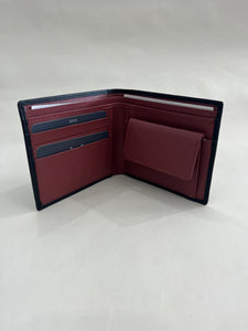 OXFORD LEATHER CRAFT BLACK LEATHER WALLET WITH RED INTERIOR