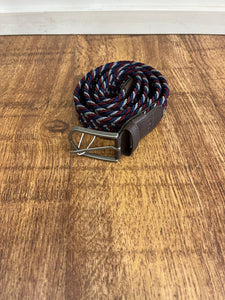 BURGUNDY MIX WOVEN BELT FROM OXFORD LEATHER CRAFT