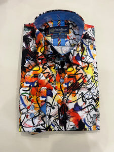 OSCAR BANKS WHITE SHIRT WITH MULTICOLOURED GRAFFITI PRINT
