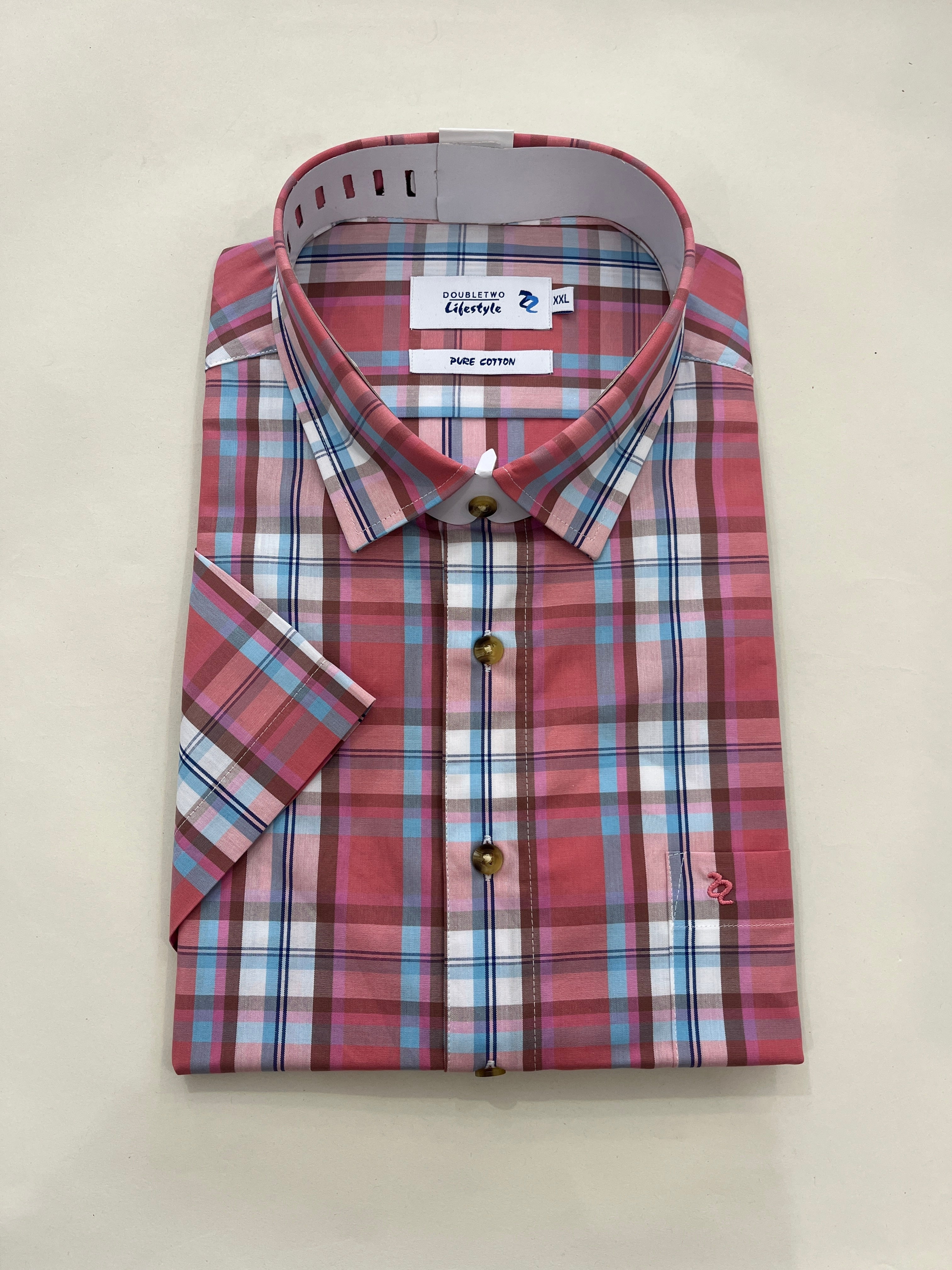 DOUBLE TWO RED CHECK SHORT SLEEVE SHIRT