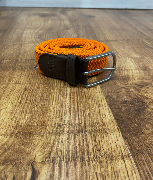 Men's Woven Golf Belt, Oxford Black/Orange